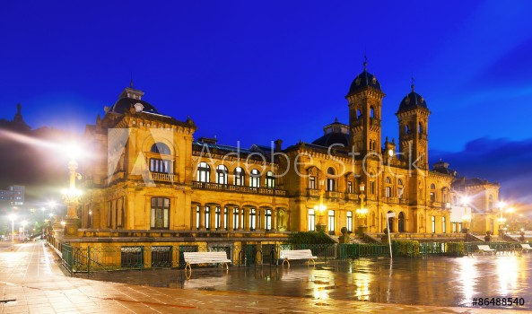 Picture of City hall in autumn evening San Sebastian